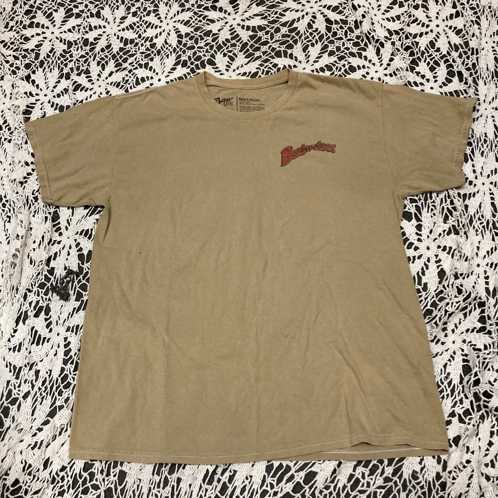 Brew City Budweiser Vintage Truck Graphic T-Shirt Tan Mens Medium